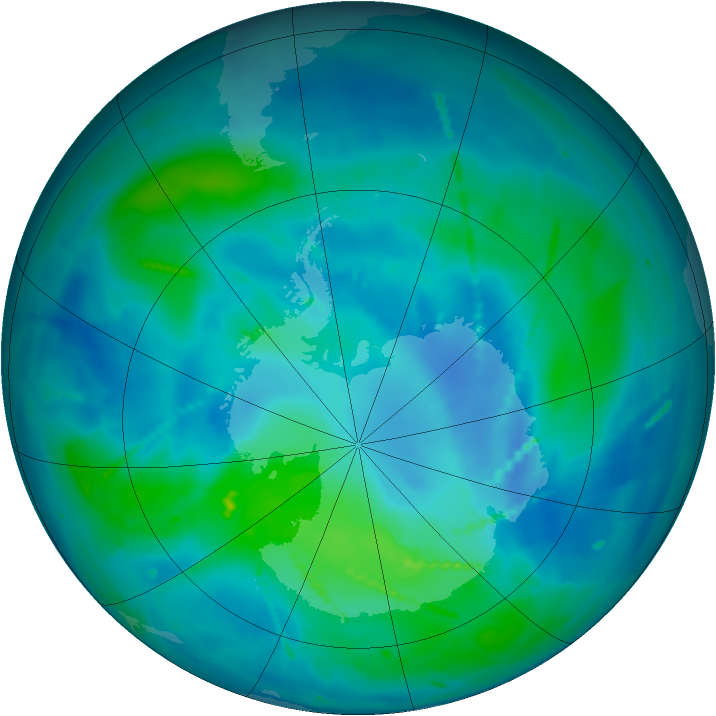 Antarctic ozone map for 09 March 2011